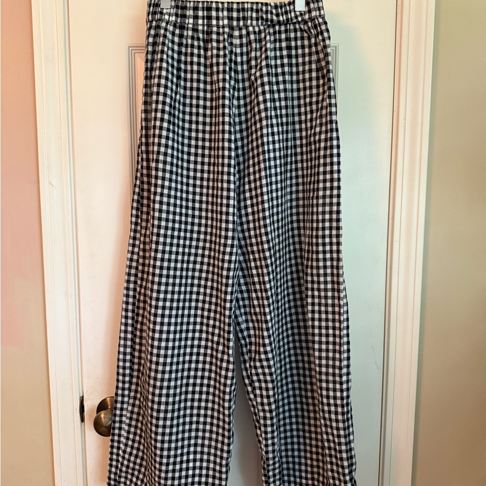 Black and White Checkered gingham Wide Leg Pants